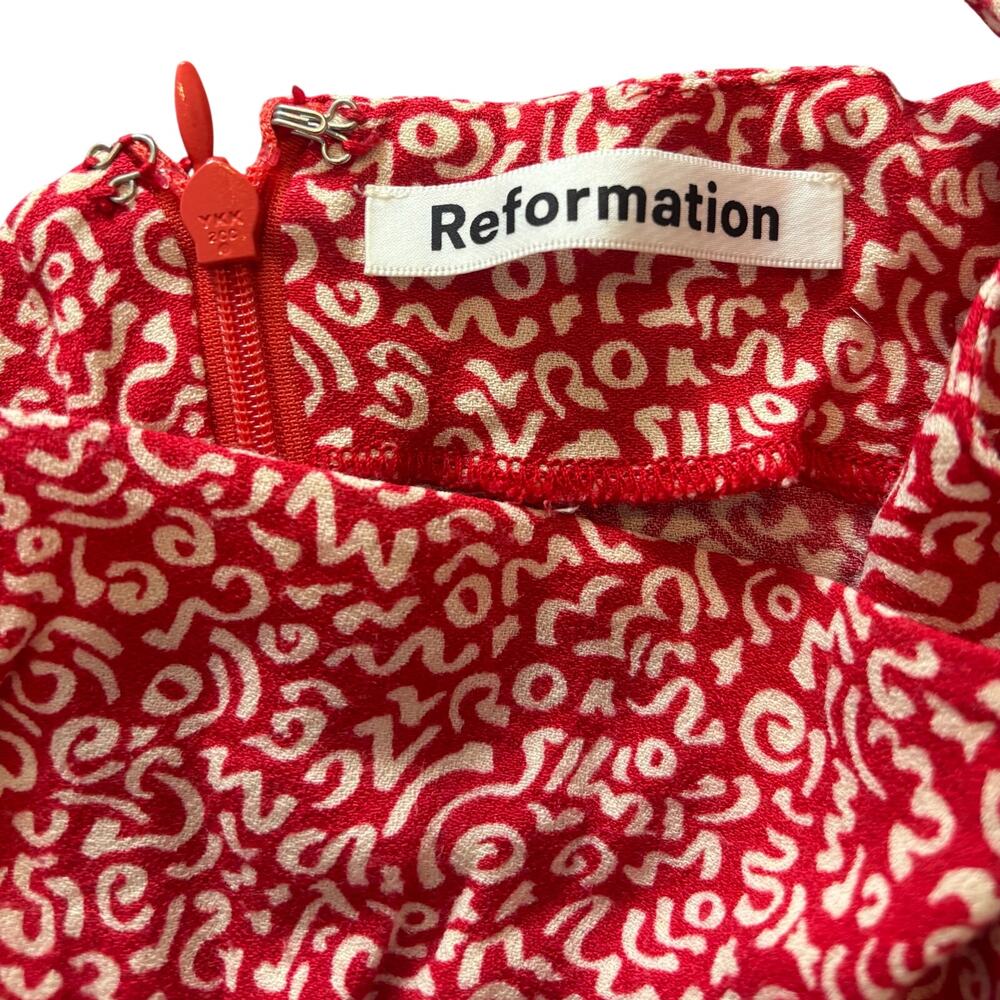 Reformation Red Abstract Print Mini Dress Size 6 - Picture 2 of 7